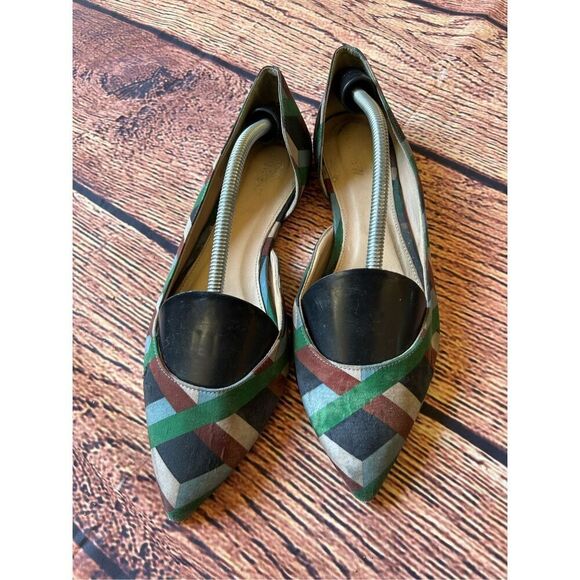 J Crew Audrey Flats Ratti Graphic Diamond‎ Print Green Brown - Picture 12 of 15